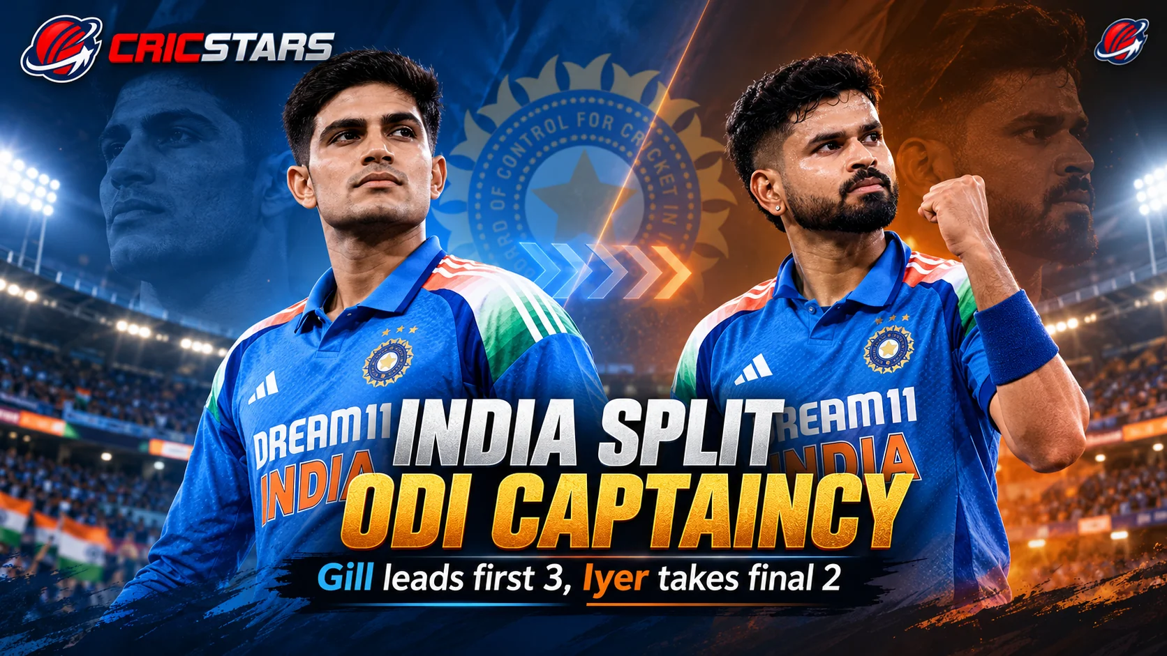 Gill Starts, Iyer Finishes: India's Unusual ODI Captaincy Plan - Cricket News article cover image on Cricstars
